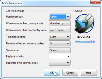 Telephone Number Detection preferences