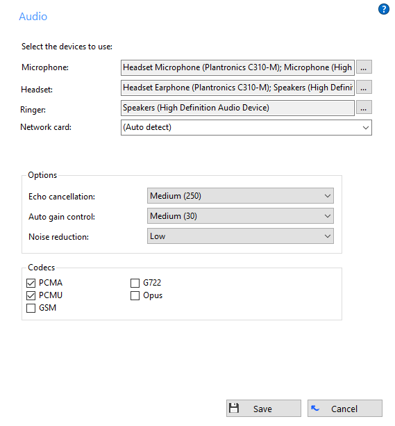 Audio settings