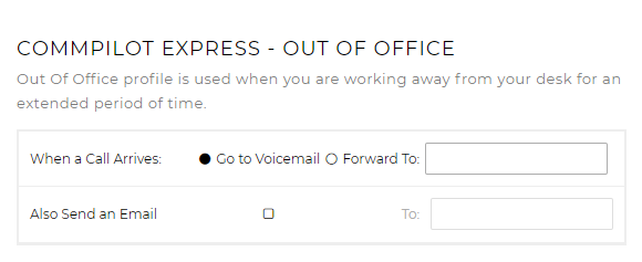 Call settings Out Of Office tab
