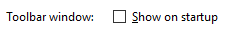 Toolbar window option
