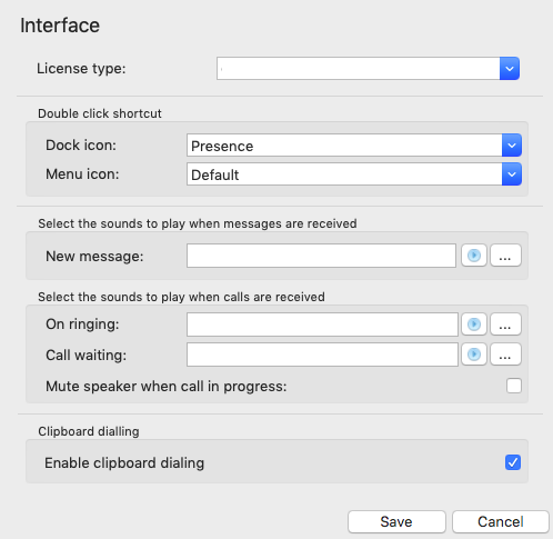 Interface options