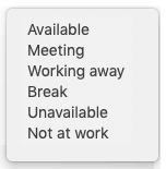 Tray menu Availability content