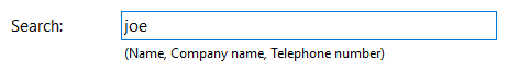 Address Book window search text section