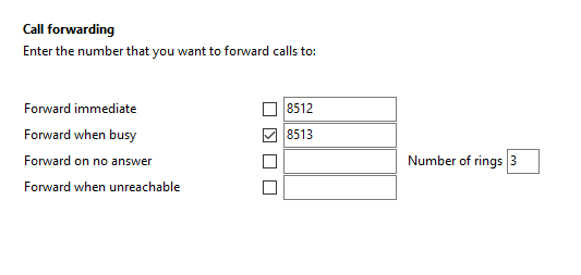 Call settings Call forwarding tab