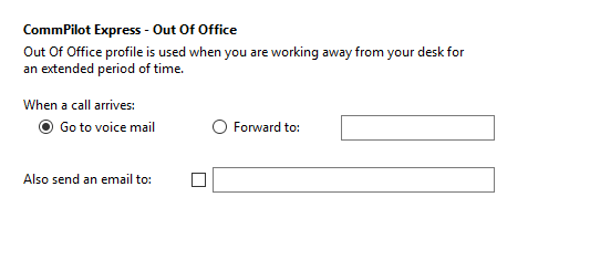 Call settings Out Of Office tab