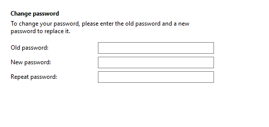 Call settings Password tab