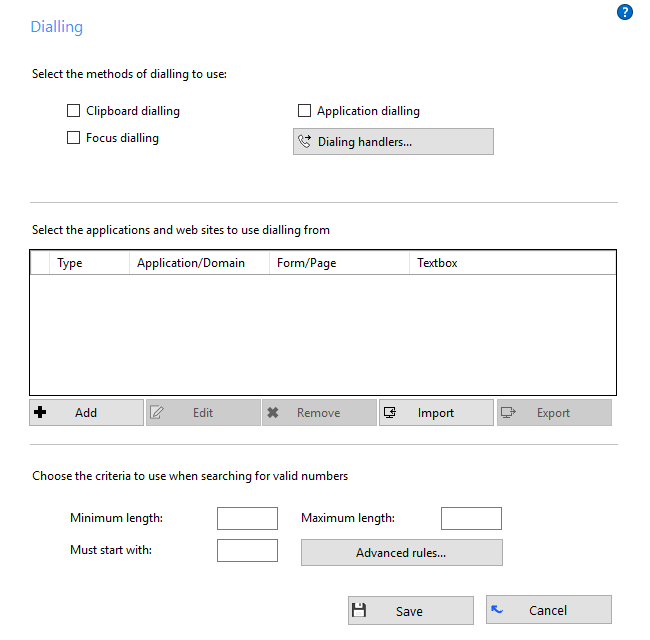 Dialing Configuration