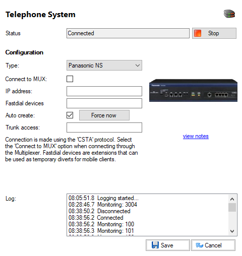 Telephone system window