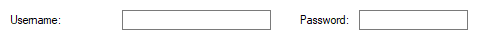 Username/Password boxes