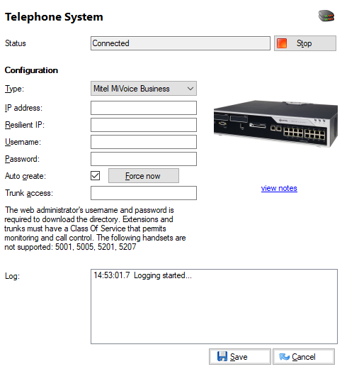 Telephone system page