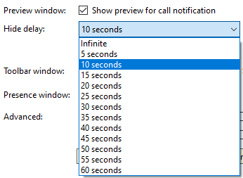 Interface preview window option