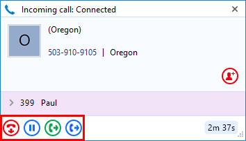Preview window call control actions