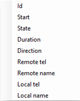 Call information parameter options