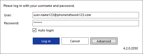 user login window