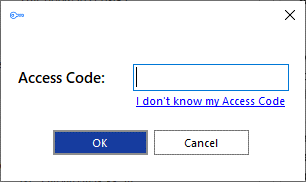access code input window