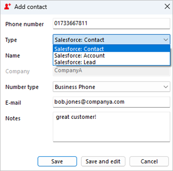 add contact window type