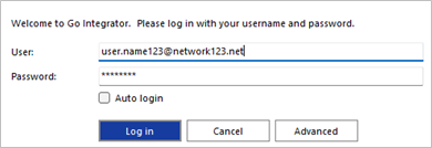 user login window