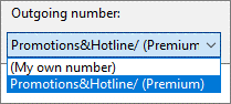 outgoing number dropdown