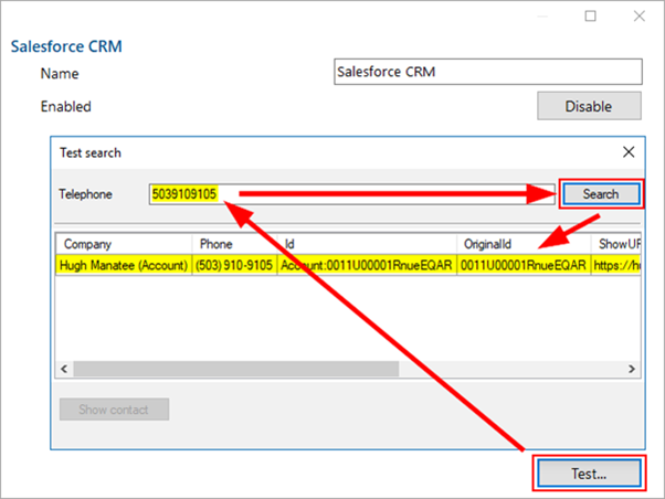 salesforce crm test search