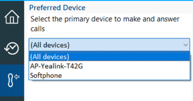 appbar mode preferred device drop-down menu