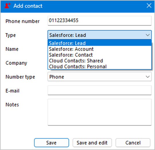 add contact window type