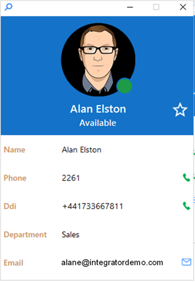 contact information display window