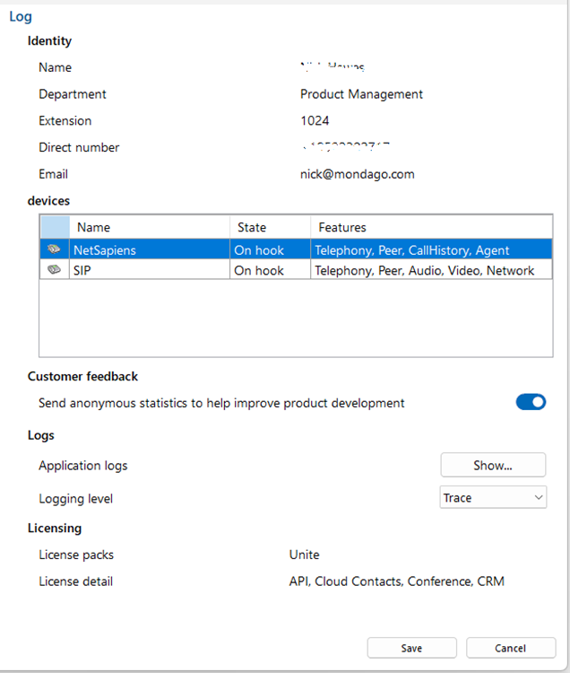 configuration settings log