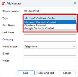 add contact window