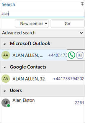 tray mode address book search