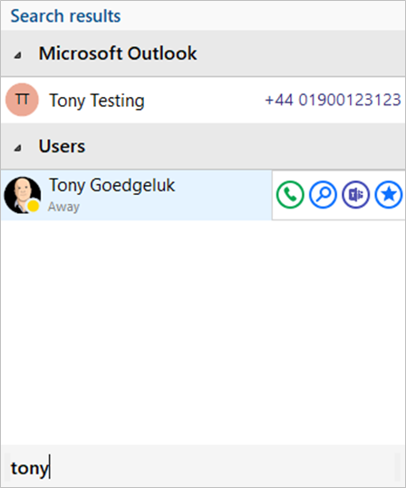 traymenu search bar contact display