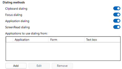 configuration dialing settings