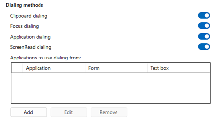 configuration dialing settings