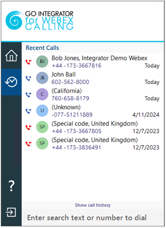 recent calls list display