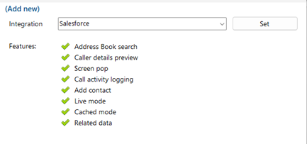 Configuration settings integrations add new salesforce