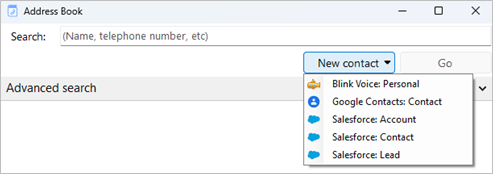 new contact address book window