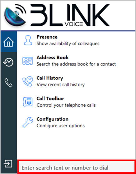 tray menu search bar