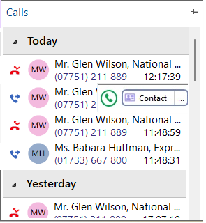 call history window