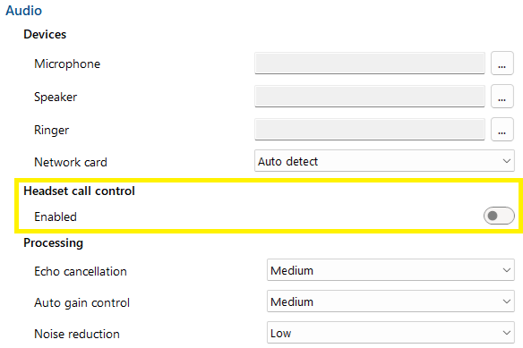 configuration settings audio