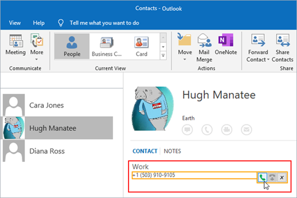 focus dialing outlook