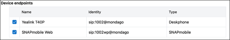 Device endpoints window