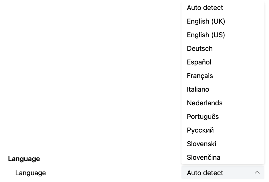 configuration settings interface localization