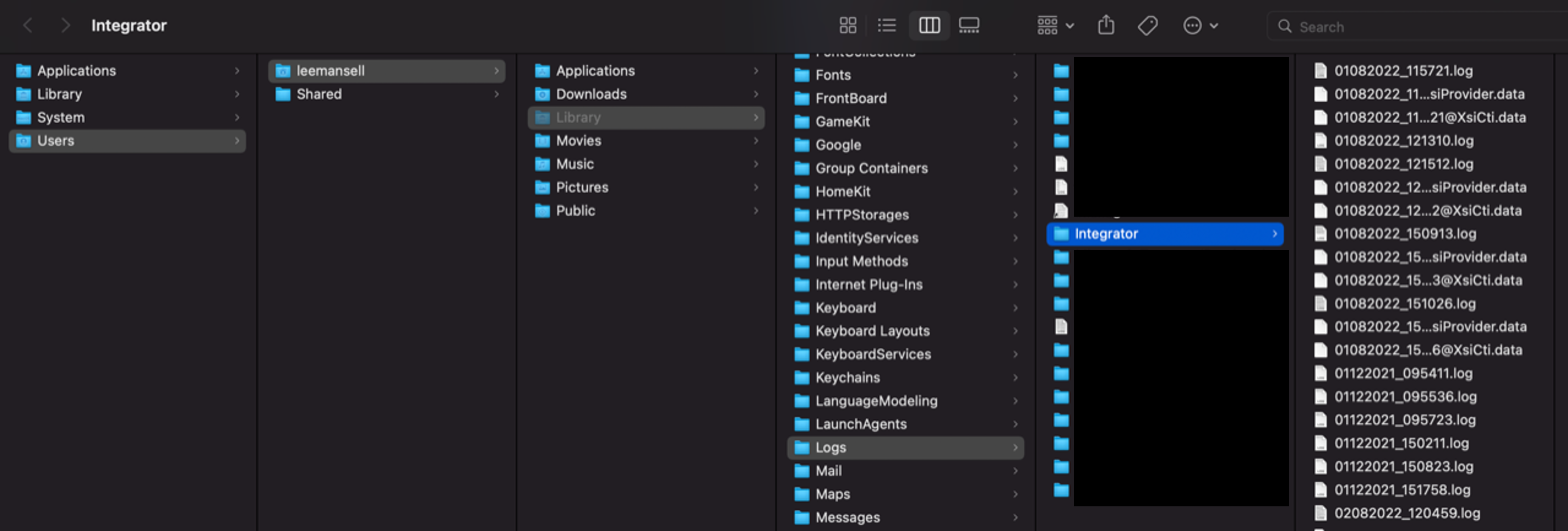 configuration settings application logs