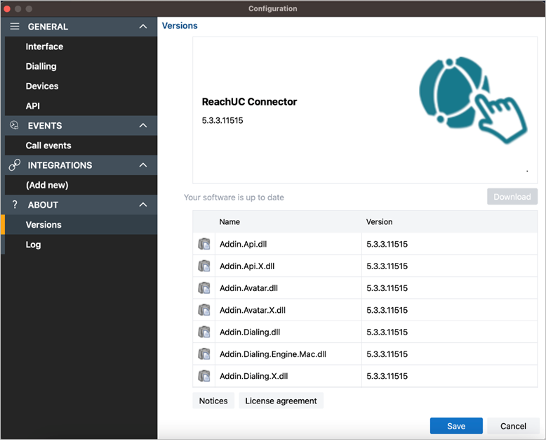 configuration settings version details